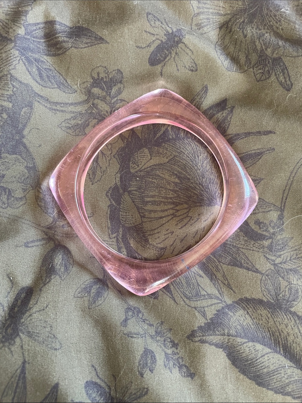 Vintage Pink Resin Square-Edge Bangle Bracelet